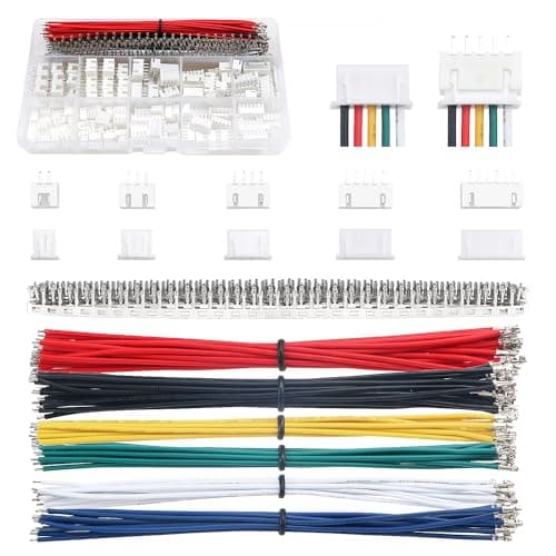 Image of Lyeteung 420 PCS 2.54mm JST-XH Connector Kit, JST-XH 2/3/4/5/6 Pin Housing Female and Male Connector Plug, with 22AWG Pre-Crimped Cables Wire and Female Pin Crimp Terminal (Single)