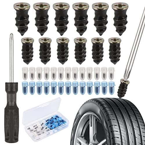 Image of Zocipro 30Pcs Tyre Repair Kit Rubber Nails, Car Puncture Repair Kit with Screwdriver, Universal Tire Repair Fast Repair Nail for Auto Car Motorcycle (15 S+15 L)