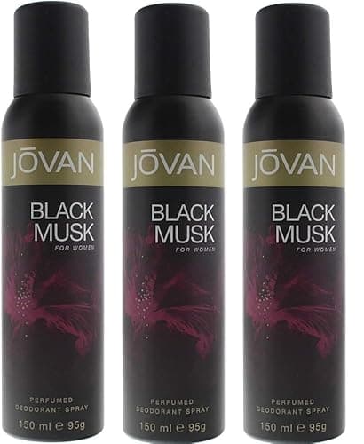 Image of Jovan Black Musk Ladies Women Deodorant Body Spray 150ml 3 Pack