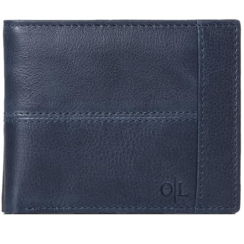 Image of Real Leather Bifold Wallet for Men - Wallets with 9 Credit Cards 1 ID Window Slim Minimalist Front Pocket Billfold (Navy)