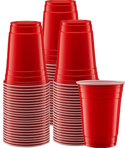 Image of YARIX Red Plastic Cups- 50 Pcs (12 Oz) Eco-Friendly Reusable BPA Free Recyclable Party Cups. Ideal for Christmas, Weddings, Birthdays, Dinner, Lunch and Parties