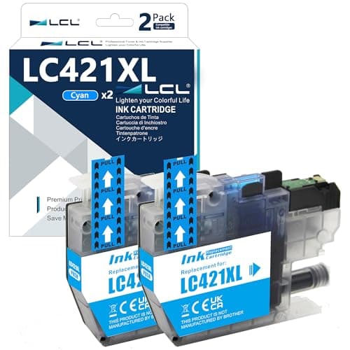 Image of LCL LC421 LC421XL Cyan High Capacity Ink Cartridge Replacement for Brother LC-421XL LC421XL LC421XLC LC421C Compatible with Brother DCP-J1050DW DCP-J1140DW MFC-J1010DW (2 Pack)