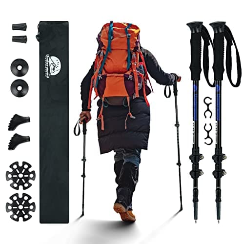 Image of Underwood-Aggregator Walking Poles - 2 Pack Collapsible Hiking Poles for Women and Men, Ultralight Telescopic Backpacking Walking Stick, Adjustable Trekking Poles for Mountaining, Anti-shock System
