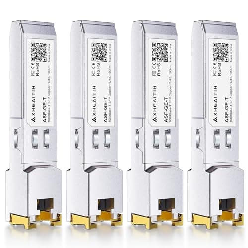 Image of XHEAITIH 4 Pack 1.25G SFP RJ45 Optical Module 1000Base-T Transceiver up to 100m with Cat5e/6/6a/7 for Cisco for Fortinet for Ubiquiti for Netgear for Mikrotik for D-Link for Meraki and More