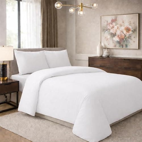 Image of DTEX HOMES Duvet Cover Set 100% Egyptian Cotton Hotel Quality 600 Thread Count Duvet Set with Pillowcases Easy Care and Super Soft Luxury Bedding King Size Bedding Sets (White-King Size)