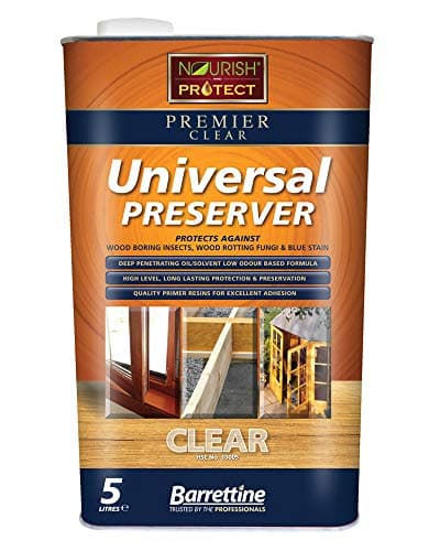 Image of Barrettine 5L Universal Wood Preserver - Oil, Transparent, Semi-Transparent Matt to Satin, Interior/Exterior, 12.5 sq.m./L, 24hr Full Cure, Water Resistant