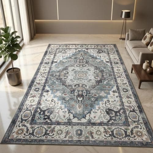 Image of Rugstore shop ltd Large Rugs For Living Room, Machine Washable Rug, Vintage Geometry Stripe Design, Chic Traditional Rug for Bedroom Dining Room (Milaano, 200 x 290 cm)