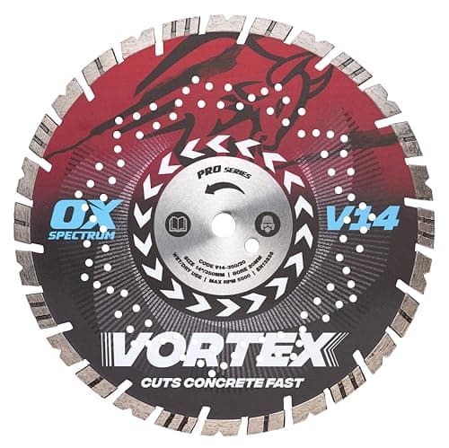 Image of OX Pro V14 Diamond Blade for Concrete - 350mm/22mm, Turbo V Tooth for Aggressive Cutting & Long Life, Cuts Concrete with Rebar, Kerbs & Slabs, Roof Tiles, Bricks, General Building Materials