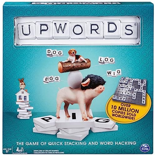 Image of Upwords, Fun and Challenging Family Word Game with Stackable Letter Tiles, for Ages 8 and Up