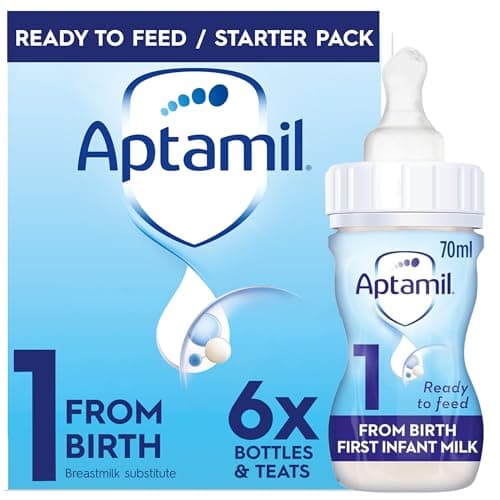 Image of Aptamil 1 First Baby Milk Formula Starter Pack Ready to Use Liquid, from Birth, 6x70 ml
