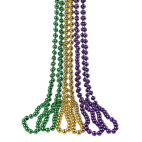 Image of AOVNA Mardi Gras Beads Necklace Assorted Beaded Necklace Carnival Necklace Neon Colorful Pearl String for Costume Accessories (6)