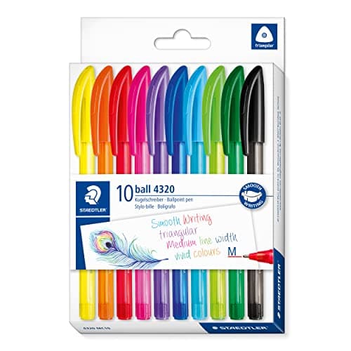 Image of STAEDTLER 4320 MC10 Stick Rainbow Ballpoint Pen - Assorted Colours (Pack of 10)