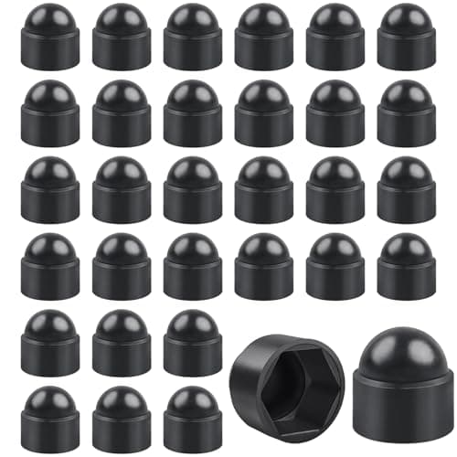 Image of 30 Pcs M12 Black Screw Caps, Hex Nut Protective Covers, Plastic Caps for Screws, Anti-Rust Waterproof Dust-Proof, for Indoor Outdoor Furniture Cabinet, DIY Projects