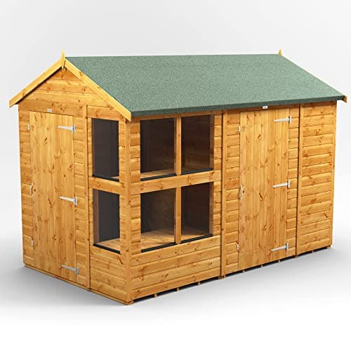 Image of Powersheds High Grade Premium Apex Potting Shed Combined with 6 ft Storage Wooden Shed, Security Features, PVC Window Sills, Door & Window Flexibility, made from Extra Thick Timber & Toughened Glass