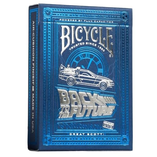Image of Bicycle Back to The Future Playing Cards - 1 Deck, Air Cushion Finish, Professional, Superb Handling & Durability, Great Gift For Card Collectors, Blue,silver
