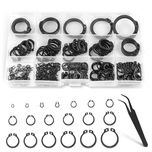Image of 335 PCS External Circlips Snap Retaining Clip Rings Assortment Kit, Carbon Steel Circlips Assorted Sizes, 19 Sizes Snap Ring Set for Axles, Shafts -M3/4/5/6/7/8/10/11/12/13/14/15/16/19/20/22/25/26/28