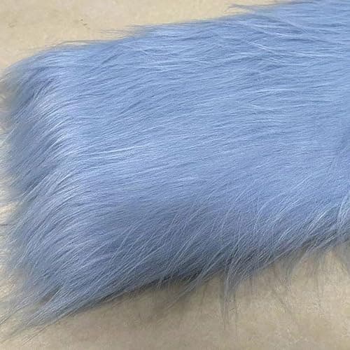 Image of Long Pile 12cm Faux Fur Fabric Fluffy Furry Plush Material for Gnomes Beard Santa Claus Hair Christmas Decoration Dwarf Cosplay Costume DIY Craft 50 Colors(Size:180x50cm,Color:Sky Blue)