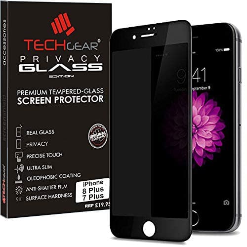 Image of TECHGEAR Anti Spy Screen Protector for iPhone 8 Plus, iPhone 7 Plus - PRIVACY 3D GLASS Edition Genuine Tempered Glass Full Screen Protector Guard Cover Compatible with Apple iPhone 8 Plus / 7 Plus