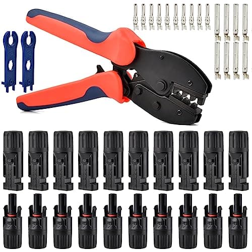 Image of TMBMLPP Solar Crimping Tools Set, MC4 Crimping Tool Kit for 2.5/4/6mm² Solar Panel PV Cable, Solar Tool Kit - Solar Photovoltaic Pliers,Male Female Solar Panel Connectors,Spanner Wrench,Copper Needle