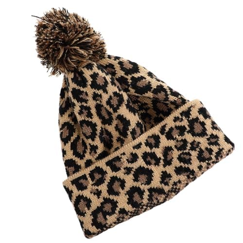 Image of Alipis Wool Beanie Hat for Women with Leopard Printed Pattern and Wool Material, Flexible and Easy to Clean, for Winter and Autumn Shopping Malls Or Other Occasions Coffee