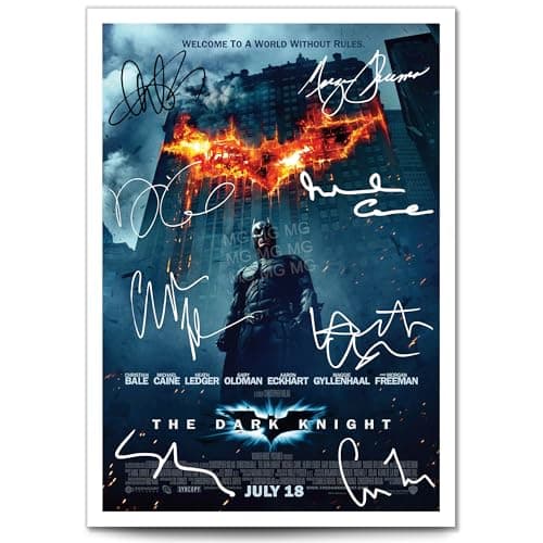 Image of Mounted Gifts Trading The Dark Knight Batman Trilogy All Movie Film Posters Cast Signed A4 Poster Photo Print Framed Autograph Gift Christian Bale Heath Ledger (The Dark Knight A3 Poster Only)