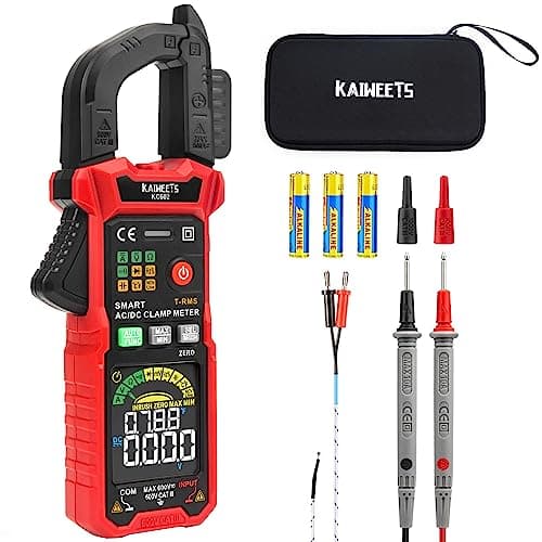 Image of KAIWEETS KC602 Clamp Meter, Smart Auto-Range Multimeter 600A AC/DC Current, 600V AC/DC Voltage with Pen Holder, LCD Backlit, Capacitance, Continuity, Resistance, Diodes, Frequency, Temperature, NCV