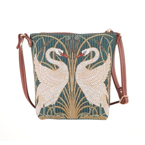 Image of Signare Tapestry Small Crossbody Bag Sling Bag for Women with Animal and Pet Designs (Swan)