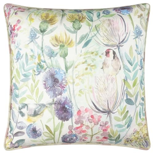 Image of Voyage Maison Morning Chorus Outdoor Polyester Filled Cushion – Floral Tartan Water Resistant Decorative Pillow (Elderberry – 45x45cm)
