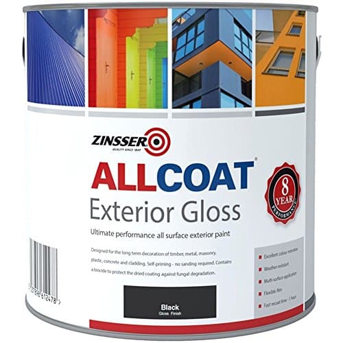 Image of Zinsser Allcoat Exterior WB (Gloss Finish) Ready Mixed Colours 1 litre Black