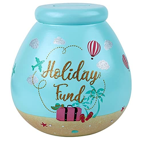 Image of Pot of Dreams Hand Painted Holiday Fund Save And Smash Handcrafted Ceramic Money Box | Eco Freindly & Recyclable Piggy Bank With Message | Decorative Gift and Save for family Vaction & Holiday