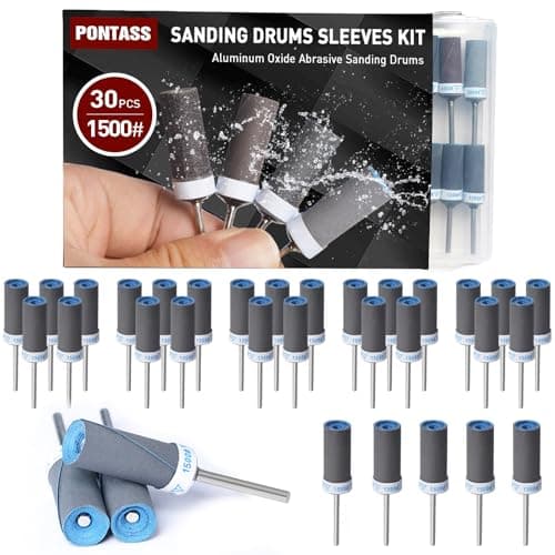 Image of 30Pcs Sanding Drums Sandpaper Sticks Set for Dremel Rotary Tool Accessories, 1500 Grits Sanding Bits Kit with 1/8"(3mm) Shank, Drum Sander kit for Drill Wood Metal Jade Automobile Polishing Grinding