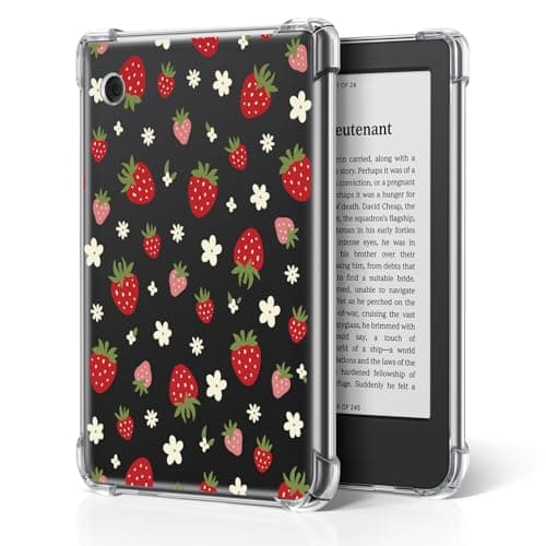 Image of Case for Kobo Clara Colour & Clara BW/2E eReader 6”, Crystal Clear Thin Fit Protective Cover | Scratch-Resistant TPU Shell & Enhanced Grip | Showcase Your Style (Pink Strawberry Floral)