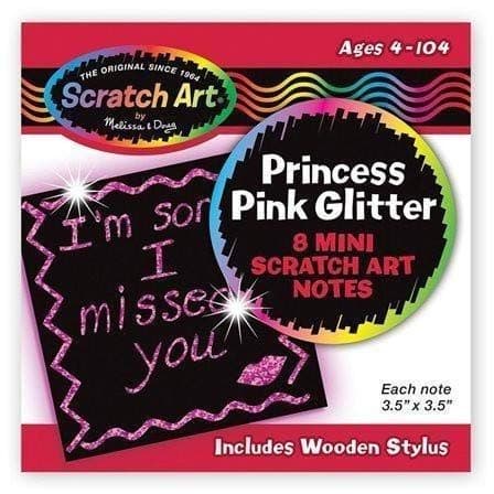 Image of Melissa & Doug Princess Pink Glitter Mini Scratch Art Notes in Display
