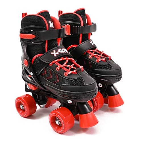 Image of M.Y X-Skate Adjustable Red Quad Roller Skates with Built In Adjusters Kids Roller Boots for Boys & Girls - Large