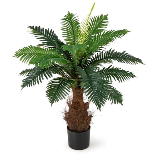 Image of COSTWAY Artificial Cycas Tree, 106 CM Palm Paradise Plant with 19 PEVA Leaves, Wide Stable Pot and Realistic Moss, Tropical Palm Tree Decorative Fake Plants for Indoor Outdoor Garden (1)