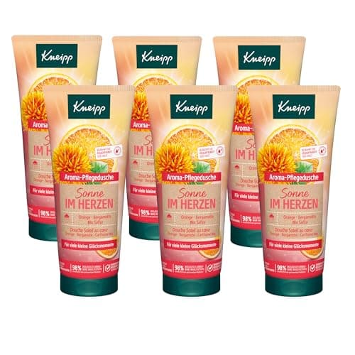 Image of Kneipp Aroma Shower Care Sun in the Heart – Multipack – Shower Gel with Orange, Bergamot & Organic Safflower – Formula without Microplastics – 6 x 200 ml