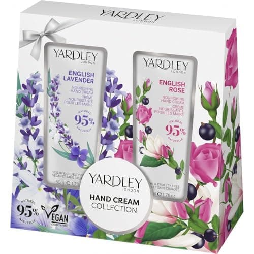 Image of Tropical Gold Yardlley Hand Cream Duo Set 2 x 50ml (Lavender & Rose) – Nourishing, Hydrating, Moisturising Hand Care Gift Set