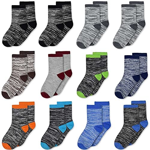 Image of TRAMLE Kids Boys Socks, 12 Pairs Cotton Soft Breathable Walking Striped Toddler Socks for Girls Boys 3-5 Years