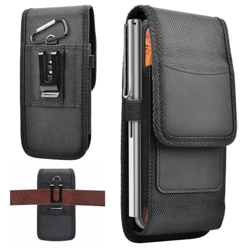 Image of Cell Phone Belt Holster,Phone Nylon Holster Case,Mobile Phone Pouch with Belt Loop,Heavy Duty Phone Cover with Belt Clip for 5.8-6.8 inch smartphones