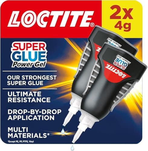 Image of Loctite Super Glue Power Gel, Flexible Super Glue Gel, Superglue with Non-Drip Formula for Vertical Applications, Clear Glue with Precise Nozzle, 2x4g