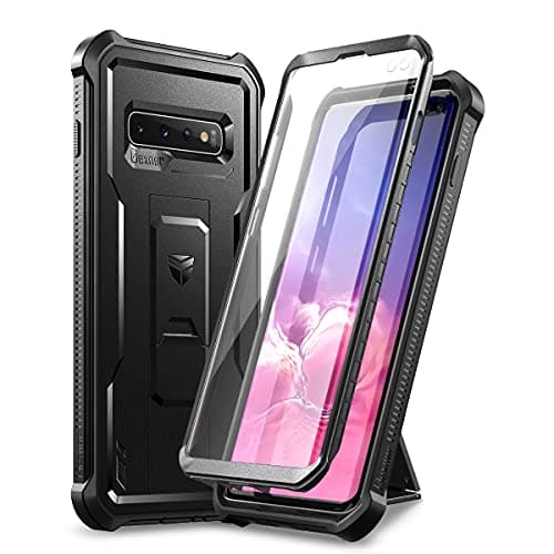 Image of Dexnor for Samsung S10 Plus Case, [Built in Screen Protector and Kickstand] Heavy Duty Military Grade Protection Shockproof Protective Cover for Samsung S10 Plus - Black