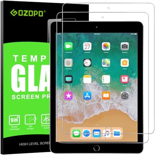 Image of GOZOPO [2-Pack Screen Protector for iPad 9.7 (iPad 6th/5th Generation -2018/2017 Model) /iPad Air 1, iPad Air 2, iPad Pro 9.7 (2016) [Scratch Resistant] Tempered Glass Film