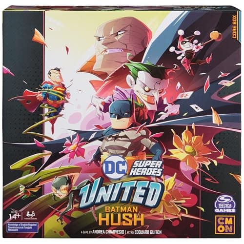 Image of Spin Master Games, DC United Super Heroes: Batman Hush, Cooperative Multiplayer Strategy Card Game for Teens & Adults, Collectible DC Comic Minifigures, Batman Miniatures, 1-5 Players, Ages 14 & Up