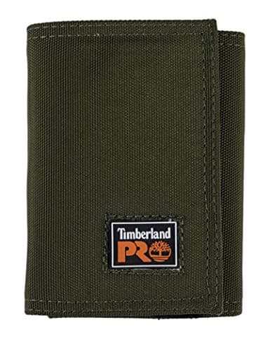 Image of Timberland PRO Men's Cordura Nylon RFID Trifold Wallet with ID Window, Olive, One Size