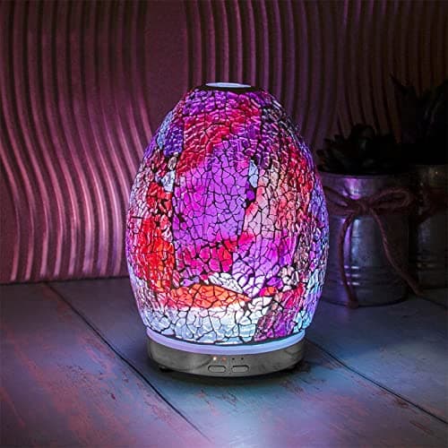 Image of Lesser & Pavey Desire Multi Colour Mosaic Egg Humidifier Diffuser –Essential Oil Ultrasonic Aromatherapy Humidifier – 4 Mist Modes, Colourful Light + Auto Shut-Off