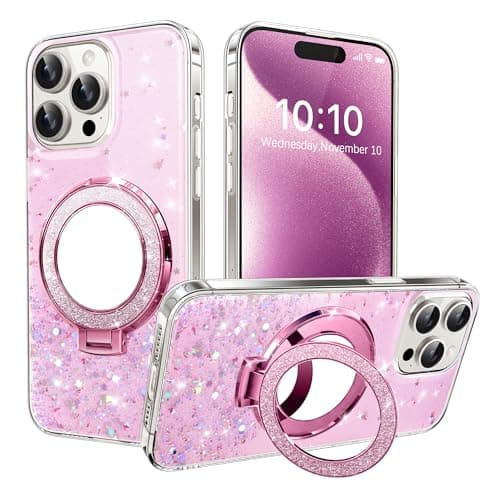 Image of SIYOPINPFY Case for Samsung Galaxy S9, Glitter Sequin Clear Slim Back Cover with Mirror Ring Holder Kickstand, Transparent Soft TPU Shockproof Bumper Phone Case for Samsung S9 DJR Rose