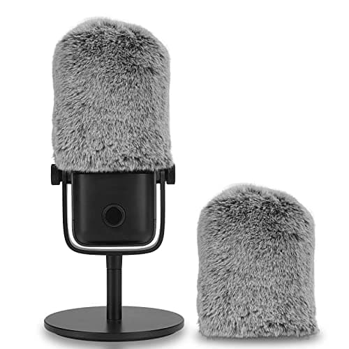 Image of Geekria for Creators Furry Windscreen Compatible with Elgato Wave:1, Wave:3 Mic DeadCat Wind Cover Muff, Fluff Cover Windshield, Wind Noise Reduction (Grey / 2 Pack)