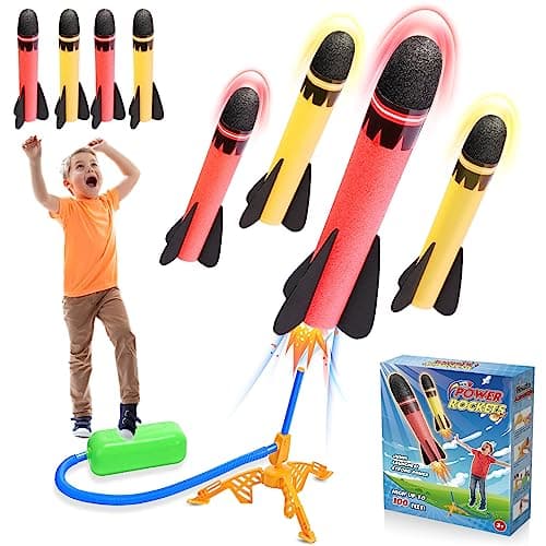 Image of Kids Toys for 3-9 Years Old Boys, Garden Games 3-9 Years Old Boys Girls Gift Outdoor Toy Kids Garden Toys Age 3-9 Years Old Boys Stomp Kites Rocket Toys Launcher for Kids Girls Birthday Presents