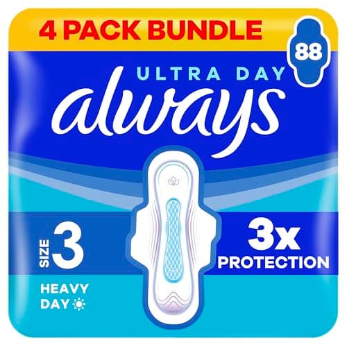 Image of Always Ultra Sanitary Towels Day & Night (Size 3) Wings X22 Pads, Super Absorbent and Ultra Thin, for Menstrual Periods 22 x 4