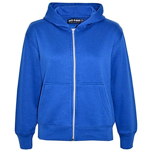 Image of A2Z 4 Kids Girls Boys Classic Plain Tie Dye Print Full Zip Up Hooded Zipper Top Jacket - Zipper Royal 9-10